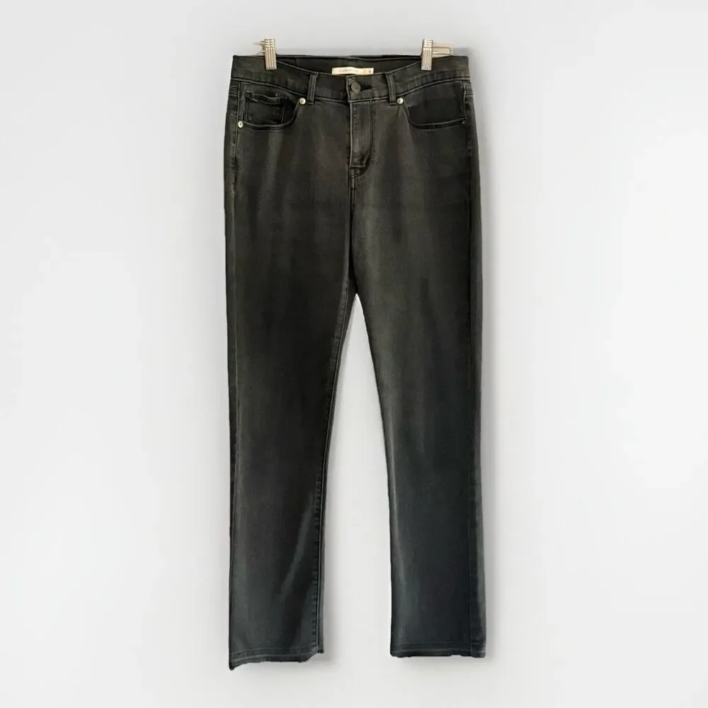 Levi's Classic Straight Jeans Charcoal Black Gray Stretch Denim High Rise 28/6
